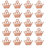 Zinc Alloy Charms, Lead Free & Cadmium Free, Crown Shape, Rose Gold, 13x14x3mm, Hole: 2mm(PALLOY-YW0001-13RG-RS)