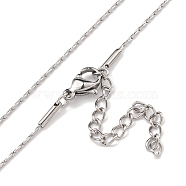 304 Stainless Steel Cardano Chain Necklaces, Stainless Steel Color, 17.83x0.04 inch(45.3x0.09cm)(NJEW-R266-06P)