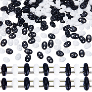 80G 2 Colors Opaque Luster Czech Glass Seed Beads, 2-Hole, Oval, Black and White, 5x3.5x2.5mm, Hole: 0.9mm, 40G/color(SEED-CN0001-27)