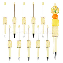 ABS Plastic Ball-Point Pen, Beadable Pen, for DIY Personalized Pen with Jewelry Bead, Yellow, 144x15.5mm(BT-TAC0003-13N)