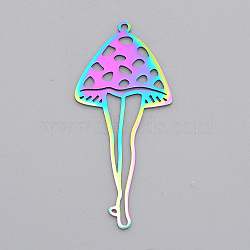 Ion Plating(IP) 201 Stainless Steel Pendants, Laser Cut, Woman, Rainbow Color, 48x22x1mm, Hole: 1.6mm(STAS-S105-LA486)