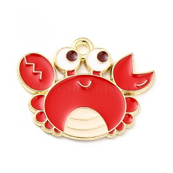 Sea Animal Alloy Enamel Pendants, Light Gold, Crab Pattern, 18.5x24x1mm, Hole: 1.8mm(ENAM-D041-07H)