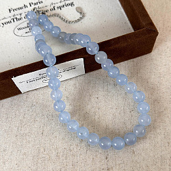 Round Synthetic Stone Beaded Necklaces for Women, Handmade Unique Design Fashion Jewelry, Cornflower Blue, 10mm, 14.96 inch(38cm)(UZ5669-4)