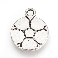 Tibetan Style Alloy Pendants, FootBall/Soccer Ball, Cadmium Free & Lead Free, Antique Silver, 18x14.5x1mm, Hole: 2mm, about 1030pcs/1000g(TIBEP-Q064-134AS-RS)