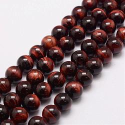 Natural & Dyed Tiger Eye Bead Strands, Grade A﹢, Round, 10mm, Hole: 1.2mm, about 38pcs/strand, 14.9 inch~15.5 inch(G-P230-12-10mm)