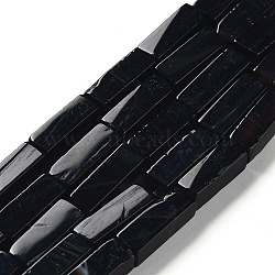 Natural Black Agate Beads Strands, Cuboid, 12.5~13.5x3~5x3~4.5mm, Hole: 1mm, about 30~32pcs/strand, 15.1~15.9 inch(38.5~40.5cm)(G-F631-E27)