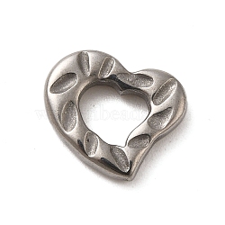 304 Stainless Steel Linking Rings, Textured Heart, Stainless Steel Color, 10.5x13x2.5mm, Inner Diameter: 5x6mm(STAS-G344-10A-P)