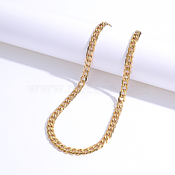 Stainless Steel Cuban Link Chain Necklaces, Real 18K Gold Plated, 17.72 inch(45cm)(DY8311-1)