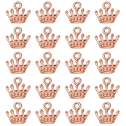 Zinc Alloy Charms, Lead Free & Cadmium Free, Crown Shape, Rose Gold, 13x14x3mm, Hole: 2mm(PALLOY-YW0001-13RG-RS)