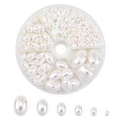Eco-Friendly Plastic Imitation Pearl Cabochons, High Luster, Grade A, Oval, White, 6~25x4~18x2.5~7mm, about 352pcs/box(MACR-PH0001-13)