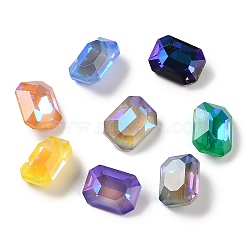 Glass Rhinestone Cabochons, Point Back, Faceted, Rectangle, Mixed Color, 8x6x4mm(GLAA-K069-20A)