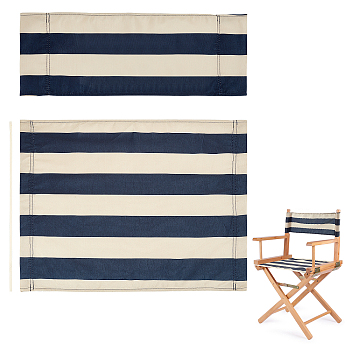 Stripe Pattern Canvas Cloth Chair Replacement, with 2 Wood Sticks, for Director Chair, Makeup Chair Seat and Back, Cornsilk, Cloth: 20~41.6x53x0.3cm, 2pcs/set