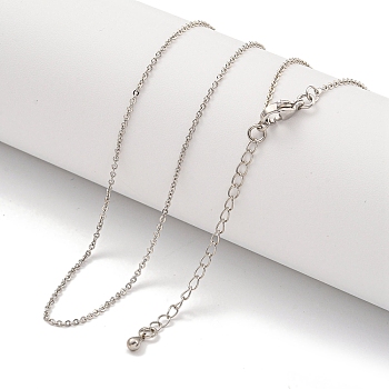 Brass Cable Chain Necklaces for Women, Platinum, 17.87 inch(454mm)