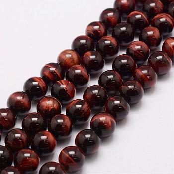 Natural & Dyed Tiger Eye Bead Strands, Grade A﹢, Round, 10mm, Hole: 1.2mm, about 38pcs/strand, 14.9 inch~15.5 inch