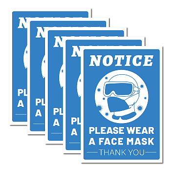 Waterproof PVC Warning Sign Stickers, Rectangle with Word, Other Pattern, 25x17.5cm, 5pcs/set