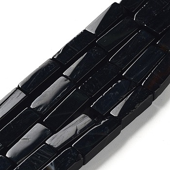 Natural Black Agate Beads Strands, Cuboid, 12.5~13.5x3~5x3~4.5mm, Hole: 1mm, about 30~32pcs/strand, 15.1~15.9 inch(38.5~40.5cm)