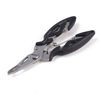 ABS Fishing Plier, Stainless Steel Carp Fishing Accessories, Fish Hook Remover, Line Cutter Scissors, with Cloth Packing Bag, Black, 12.5x4.8x1.25cm, Packing Bag: 16x6.4x1.4cm