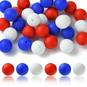 30Pcs 3 Colors Silicone Beads Round Rubber Bead 15MM Loose Spacer Beads for DIY Supplies Jewelry Keychain Making, Mixed Color, 15mm, 10pcs/color