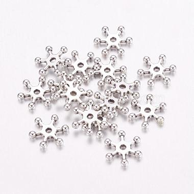12mm Antique Silver Snowflake Alloy Spacer Beads