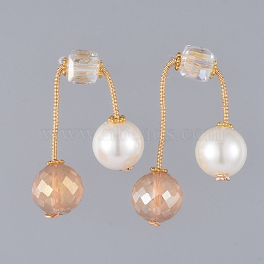 Boucles d'oreilles rondes en perles de verre et perles de verre écologiques(EJEW-JE03822)-2