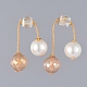 Round Eco-Friendly Glass Pearl & Glass Beads Ear Studs(EJEW-JE03822)-2