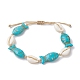 Natural Shell & Synthetic Turquoise Braided Bead Anklets(AJEW-AN00562-03)-1