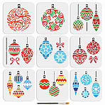9Pcs Christmas Light Ball PET Hollow Out Drawing Painting Stencils, with 1Pc Art Paint Brushes, Mixed Shapes, 150x150mm(DIY-MA0006-28)