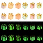 36Pcs 6 Styles Christmas Luminous Resin Gift Display Decoration, Micro Landscape Dollhouse Accessories, Pretending Prop Decorations, Glow in the Dark, Mixed Color, 14.5~15.5x14~14.5x14~14.5mm,  6pcs/style(AJEW-CJ0001-85)