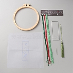 DIY Bookmarks Embroidery Kits, Including Fabric, Embroidery Thread & Needles, Plastic Embroidery Hoop, Green, Thread: 1.2mm, 3 Colors(DIY-WH20059-26F)