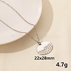 304 Stainless Steel Flat Round Pendant Necklace for Women, Cable Chain Necklaces(SM6724-9)