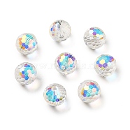Glass Imitation Austrian Crystal Beads, Faceted(128 Facets), Round, Clear AB, 10mm, Hole: 1.5mm(GLAA-H024-06)