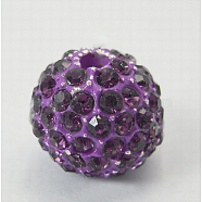 Alloy Rhinestones Beads, Grade A, Round, Blue Violet, Size: about 12.5mm in diameter, hole: 2mm(X-RB-B028-2A)