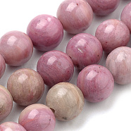 Natural Rhodonite Beads Strands, Round, 12mm, Hole: 1mm, about 31~33pcs/strand, 14.9~15.1 inch(38~38.5cm)(G-S259-08-12mm)