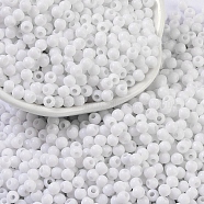 Opaque Acrylic Beads, Round, White, 4x3.5mm, Hole: 1.6mm, about 18000pcs/500g(SACR-A007-01A-17)