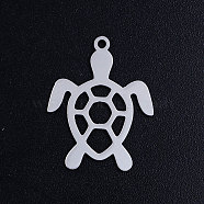 201 Stainless Steel Pendants, Turtle, Stainless Steel Color, 23x18.5x1mm, Hole: 1.5mm(STAS-S105-JN374-1)