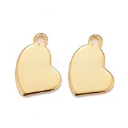 201 Stainless Steel Charms, Heart, Real 24k Gold Plated, 15x11x0.8mm, Hole: 1.6mm(STAS-K217-77G)