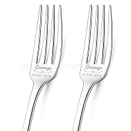 Globleland 1 Set 2Pcs 304 Stainless Steel Fork, Word, with 1Pc Coated Paper Cutlery Storage Box, Heart Pattern, 200x24mm(AJEW-GL0001-19-050)