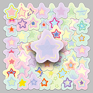 50Pcs Cute Star PVC Self-Adhesive Stickers, Waterproof Decals, for DIY Albums Diary, Laptop Decoration Cartoon Scrapbooking, Mixed Color, 55~85mm(PW-WG31145-01)