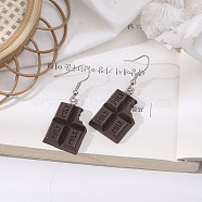 Alloy Food Model Dangle Earrings, Jewely for Women, Black, Rectangle, 40~80mm(PW-WG867B3-04)