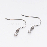 304 Stainless Steel Earring Hooks, Ear Wire, with Horizontal Loop, Stainless Steel Color, 20x21.5x3mm, Hole: 2mm, 20 Gauge, Pin: 0.8mm(STAS-E074-42)