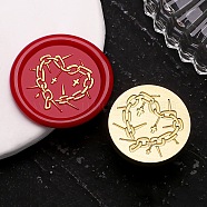 Golden Tone Wax Seal Brass Stamp Heads, for Wax Seal Stamp, Halloween Day Series, Heart Chain, 25x14mm, Hole: 7mm(AJEW-U008-01G-07)