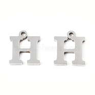 201 Stainless Steel Charms, Alphabet, Letter.H, 8.5x7.5x1mm, Hole: 1mm(STAS-N091-176H-P)