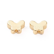 Brass Beads, Long-Lasting Plated, Butterfly, Real 18K Gold Plated, 5x7x3mm, Hole: 1.2mm(KK-K241-06G)