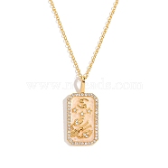 Brass Micro Pave Cubic Zirconia Rectangle with Constellation Pendant Necklaces, with Enamel, Cable Chain Necklace for Women, Cancer, 15-3/4 inch(40cm)(PW-WG95654-04)