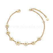 SHEGRACE Brass Link Bracelets, with Cable Chains, Daisy, Real 18K Gold Plated, 6-1/2 inch(165mm)(JB538C)