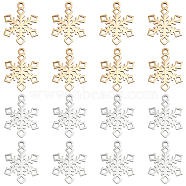 16Pcs 2 Colors 201 Stainless Steel Pendants, Snowflake, Golden & Stainless Steel Color, 17x13x1mm, Hole: 1.4mm, 8pcs/color(STAS-DC0007-66)