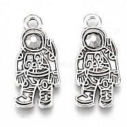 Tibetan Style Alloy Pendant Enamel Settings, Lead Free & Cadmium Free, Spaceman, Antique Silver, 23x10.5x2mm, Hole: 1.8mm, about 251pcs/299g(TIBE-S323-007AS-RS)