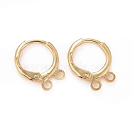 2-hole Rack Plating Brass Leverback Earring Findings, Lead Free & Cadmium Free, Real 24K Gold Plated, 14.5x11x1.5mm, Hole: 1.5mm, Pin: 1mm(KK-D075-05G-RS)