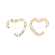Brass Micro Pave Clear Cubic Zirconia Cuff Earrings, Long-Lasting Plated, Heart, Golden, 18.5x21x3.8mm(EJEW-G274-05G)