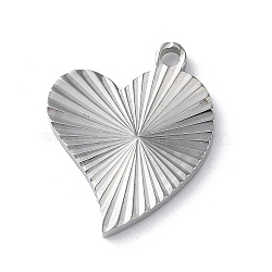 Non-Tarnish 304 Stainless Steel Pendants, Heart Charm, Stainless Steel Color, 21.5x17x2mm, Hole: 1.8mm(STAS-D025-09P)